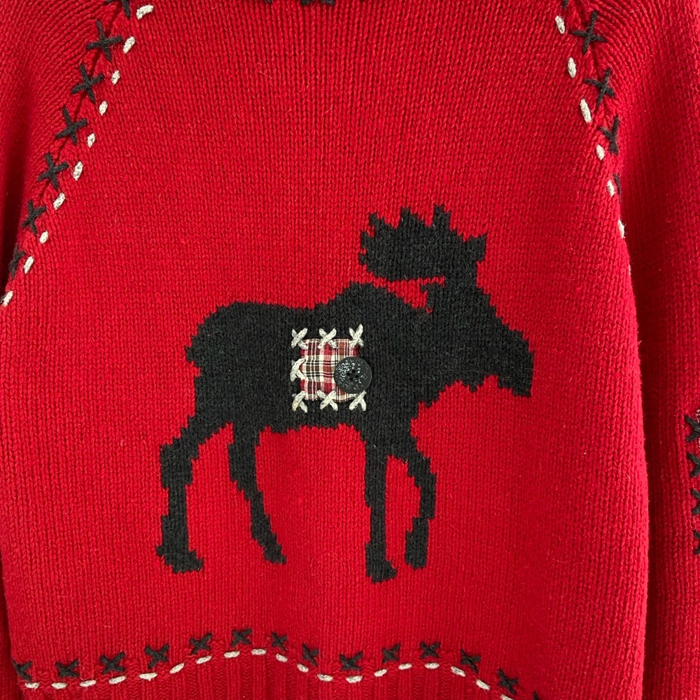 PBJ Sport Old-Style Y2K Moose Theme Christmas Sweater Size M - Picture 4 of 7